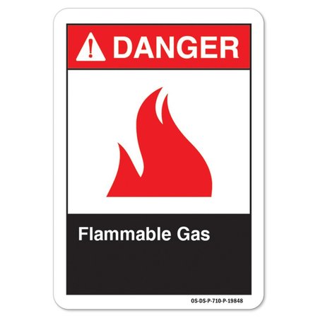 SIGNMISSION ANSI Danger, 5" Height, 7" Width, Decal, 5" H, 7" W, Landscape, Flammable Gas, Flammable Gas OS-DS-D-57-L-19848